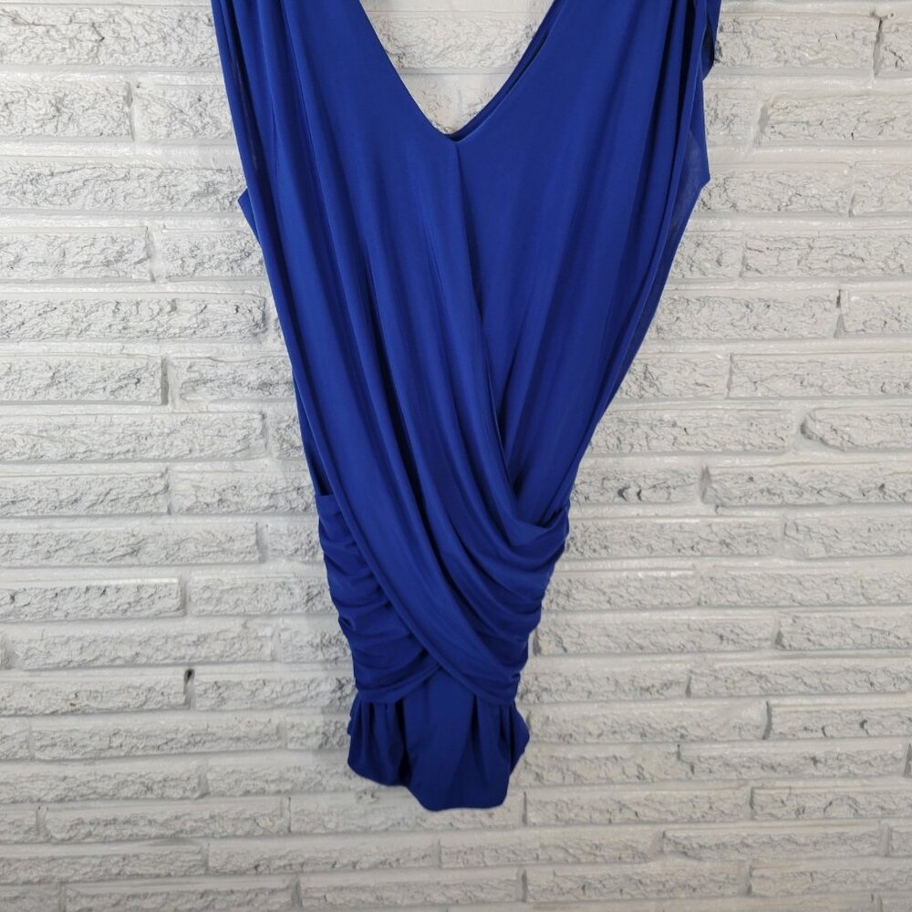 Fashion to Figure Women Dress 3X Plus Bodycon Party Ruched Mini Blue BLU107E - Picture 5 of 11